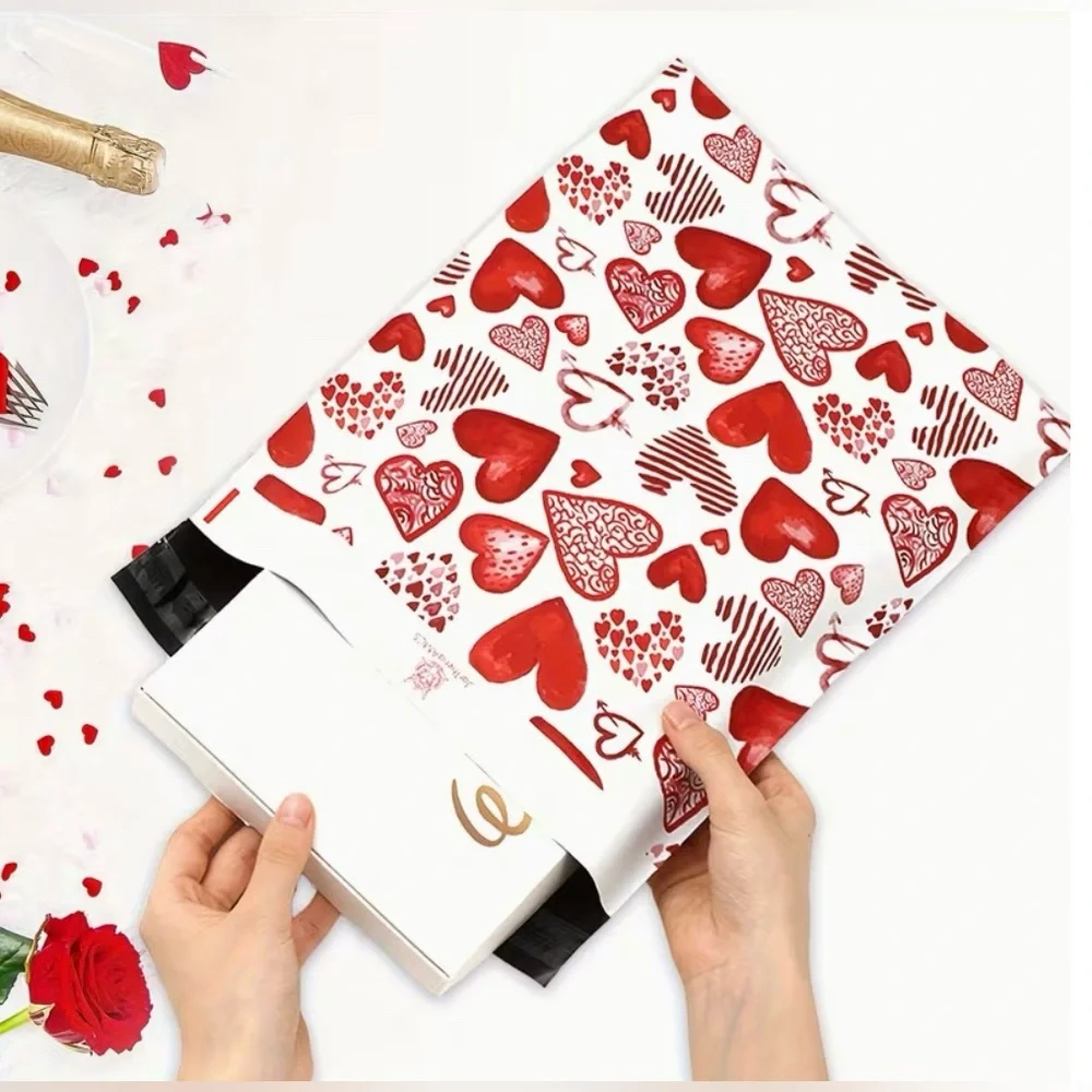 30 10” x 13” Heart Poly Mailers